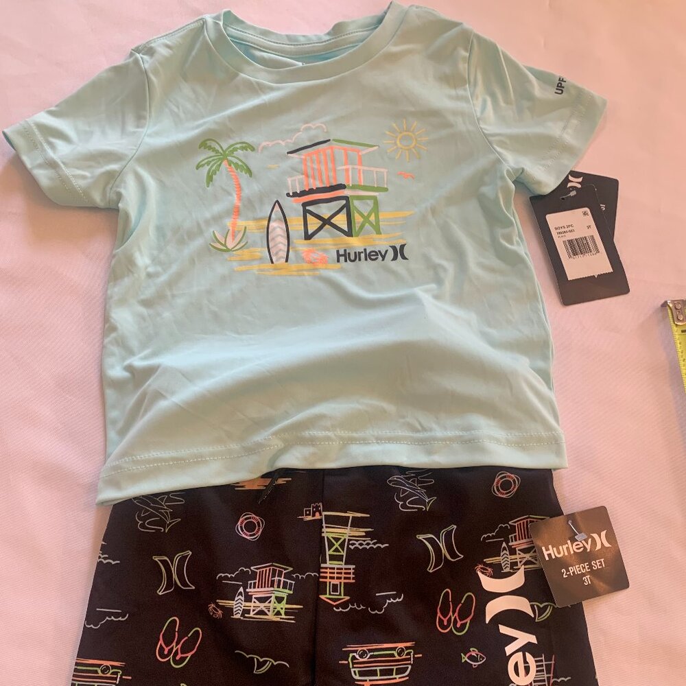 Hurley Swim Trunks and matching Swim Shirt size 3T NWT